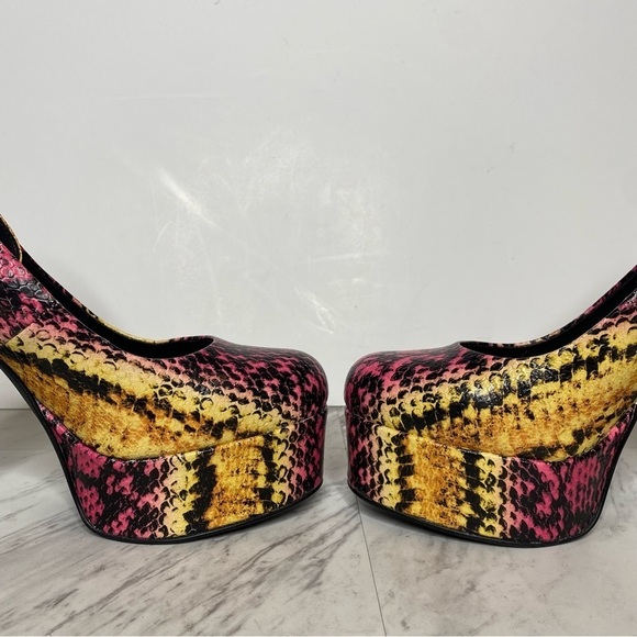Jeffrey Campbell Okurr Chunky Platform Snakeprint Leather Pump 7 1/2 - Picture 6 of 16